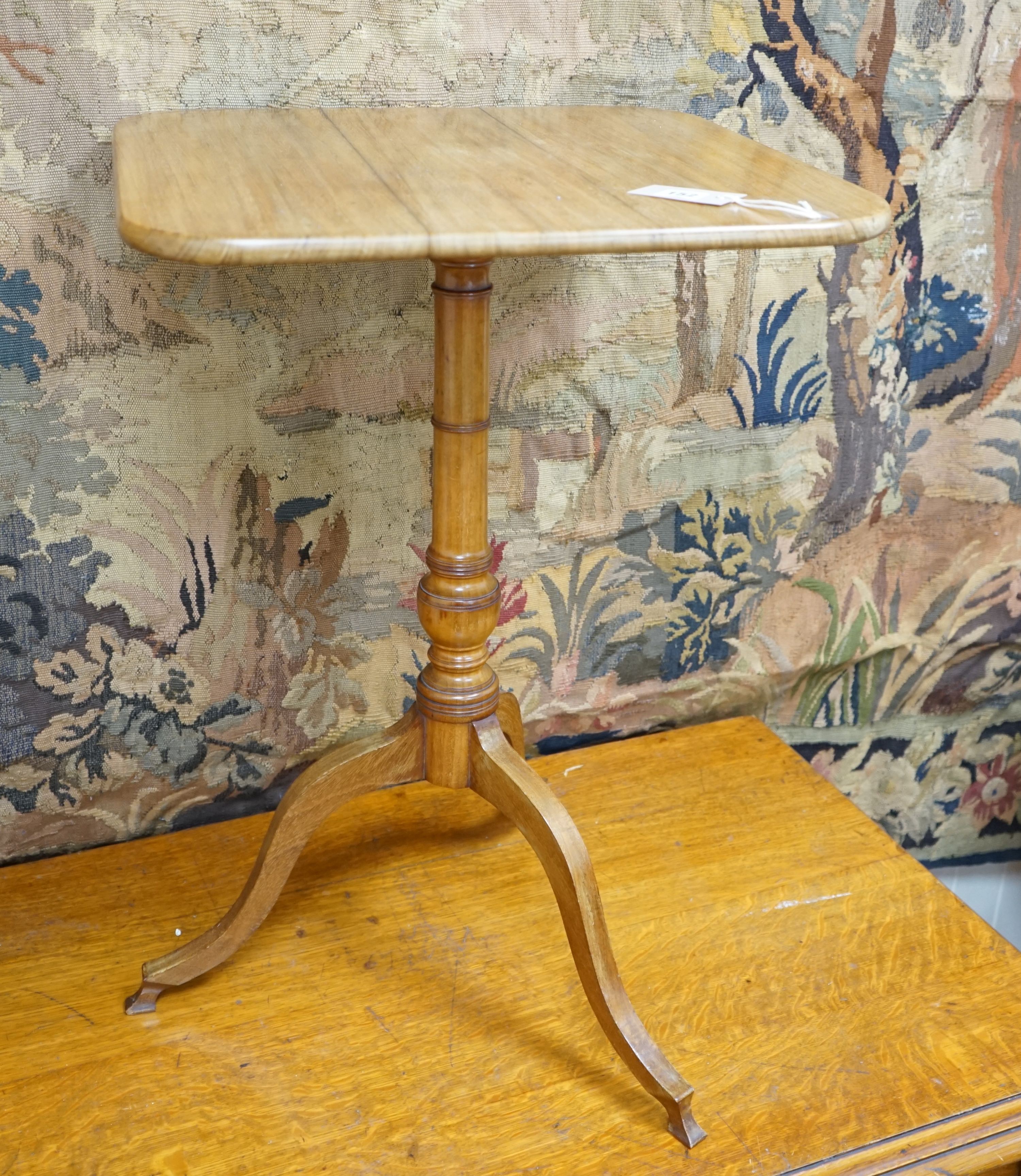 A 19th century and later mahogany tilt top wine table, width 49cm, depth 49cm, height 72cm